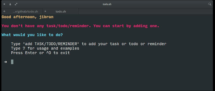todo.sh screenshot