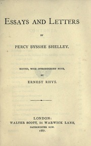 Cover of edition essaysletters00shelrich