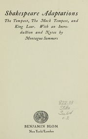 Cover of edition shakespeareadapt00shak