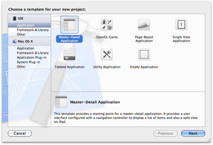 Master-Detail Application を選択