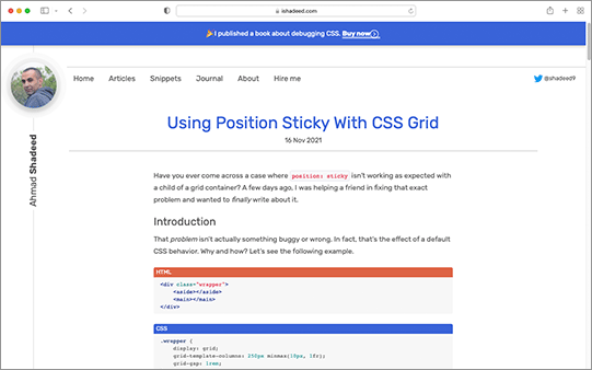 CSS Gridでposition: sticky;のスティッキーが効かないときの原因とその対応方法