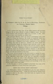 Cover of: What is a food?: Is alcohol a food? A reply to Professor W.O. Atwater