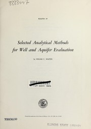 Cover of: Selected analytical methods for well and aquifer evaluation