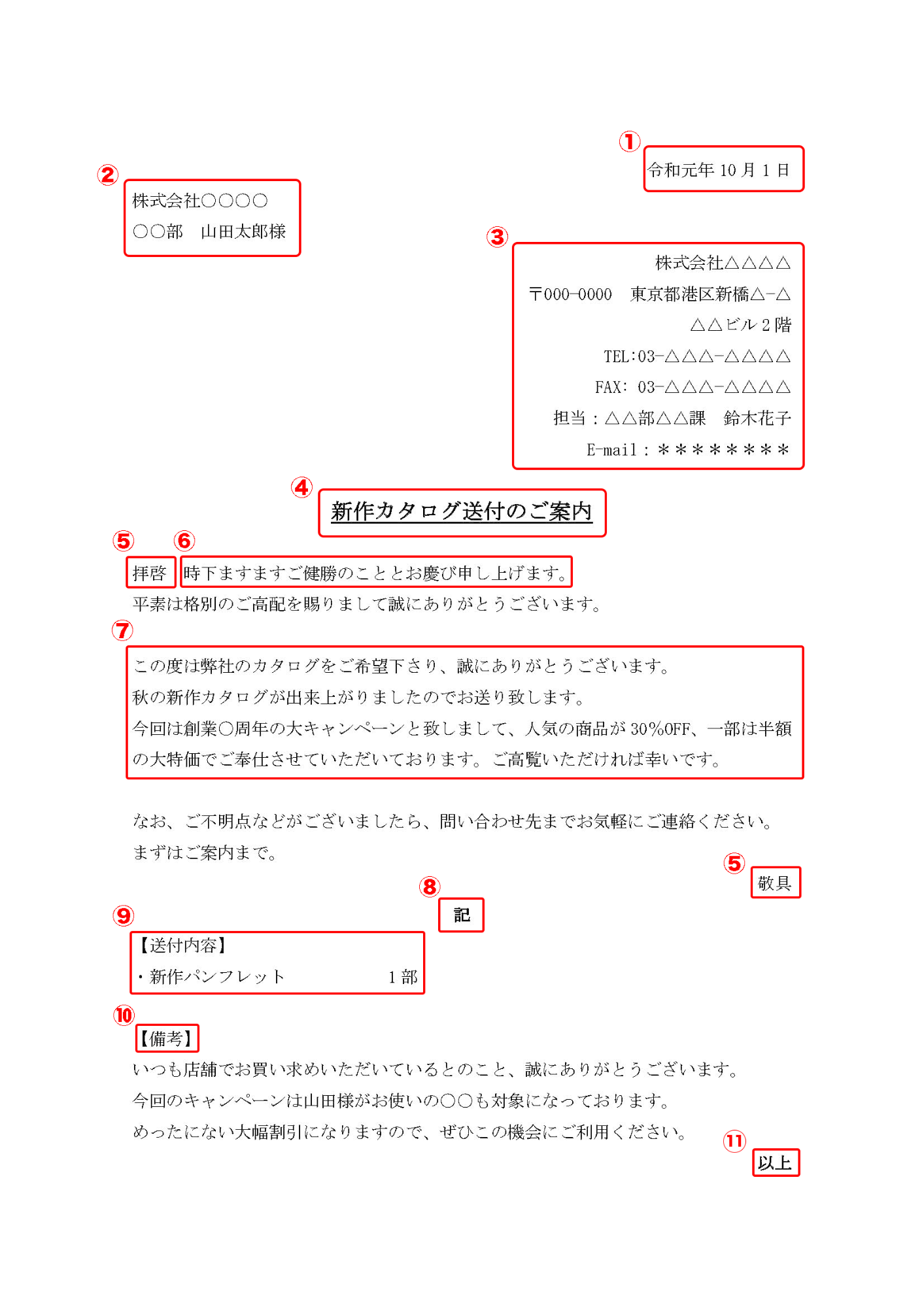 送付分の見本