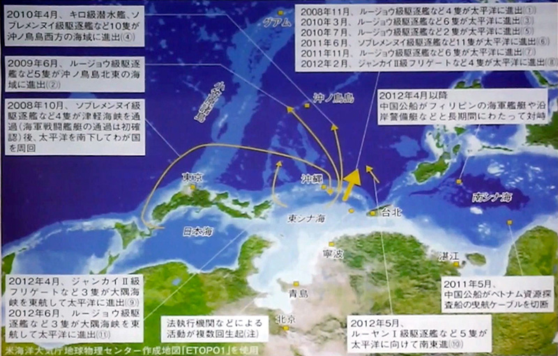 中国の船がどれだけの数、どれだけの場所を通過したか