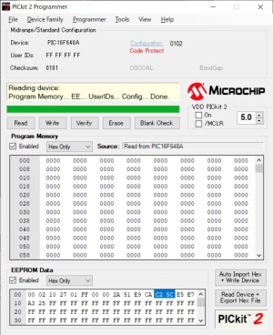 PicKitのEEPROM設定