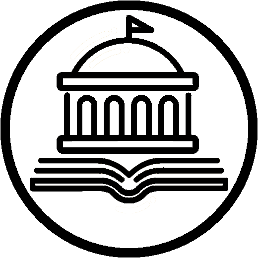 Icon of a building emerging from a book