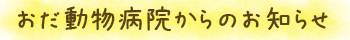 おだ動物病院からのお知らせ