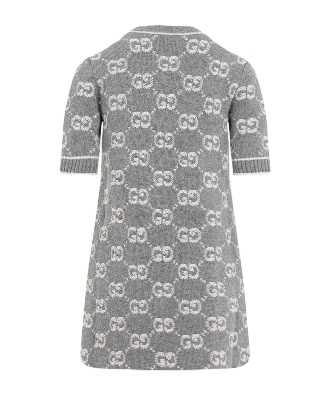 Shop Gucci Short-sleeved Knitted Dress In Gray