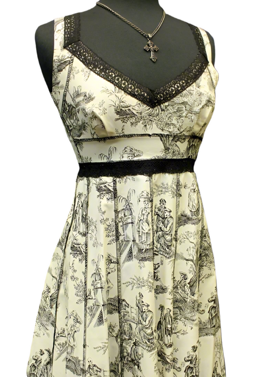 Shrine of Hollywood VINTAGE STYLE COCKTAIL DRESS - DIA DE LOS MUERTOS PASTORAL PRINT Dresses