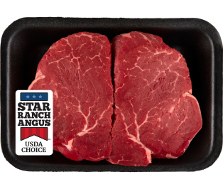 Two raw filet mignon steaks in a package