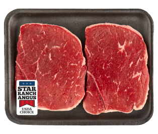 Raw ranch steak in a package