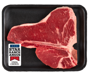 Raw T-Bone steak in a package