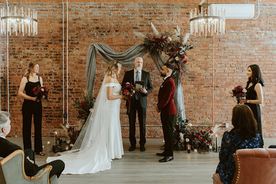 Multicultural minimony with jewele colour palette with florals by Hen & Chicks, classic Calgary, Alberta wedding florist, featured on the Brontë Bride Blog.