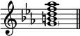  {
\override Score.TimeSignature
#'stencil = ##f
    \relative c'' {
        \time 4/4 \key c \minor
        <\parenthesize g b d f aes>1 \bar "||"
    }
}
