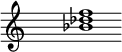 
\relative f'{
\override Staff.TimeSignature #'stencil = ##f
\cadenzaOn s1 <b des f> s1 \cadenzaOff
}
