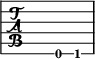 
\new TabStaff \with {
    stringTunings = #bass-tuning
  } {
    \relative {
      c,8 c4 d8 e4 f
    }
}
