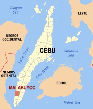 Mapa sa Sugbo nga nagapakita kon asa nahamutangan ang Malabuyoc