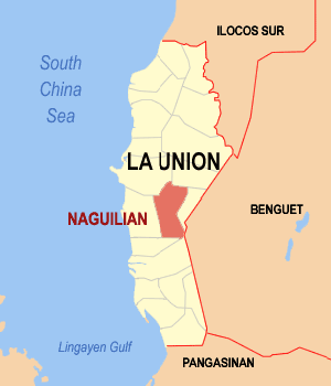 Mapa han La Union nga nagpapakita kon hain nahamutang an Naguilian