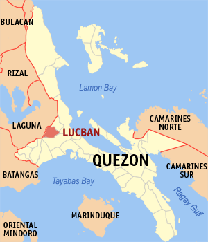 Mapa han Quezon nga nagpapakita kon hain nahimutang an Lucban