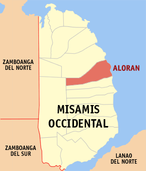 Mapa sa Misamis Occidental nga nagapakita kon asa nahimutangan ang Aloran