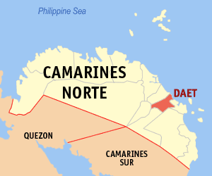 Bản đồ Camarines Norte với vị trí của Daet