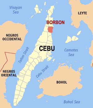 Bản đồ Cebu với vị trí của Borbon