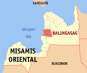 Mapa han Misamis Oriental nga nagpapakita kon hain nahamutangan an Balingasag