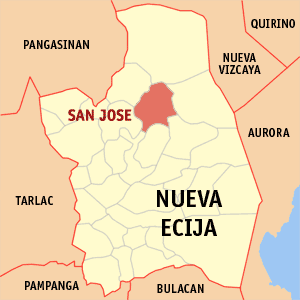 Mapa han Nueva Ecija nga nagpapakita kon hain an Syudad han San Jose