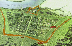 Plan von Siedlung und Fort Frederica