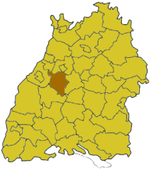 Calws läge i Baden-Württemberg