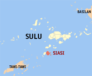 Mapa sa Sulu nga nagpakita sa nahimutangan sa Siasi.