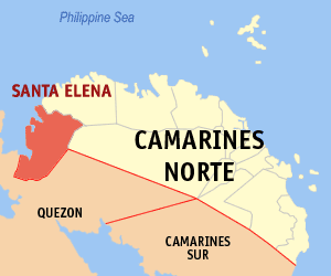 Mapa han Camarines Norte nga nagpapakita kon hain nahamutang an Santa Elena