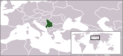 Geografisk plassering av Serbia og Montenegro