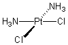 Cis-platinum, complexe plan-carré du platine de formule structurale cis-[PtCl2(NH3)2]