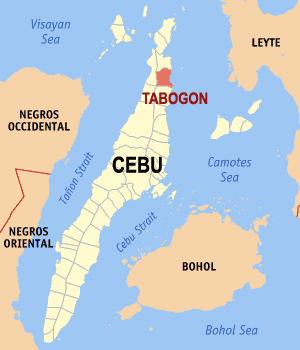 Bản đồ Cebu với vị trí của Tabogon