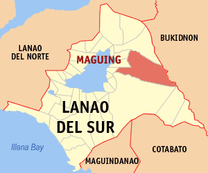 Mapa sa Lanao del Sur nga nagpakita sa nahimutangan sa Maguing.