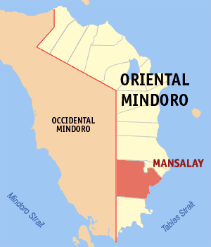 Map of Oriental Mindoro showing the location of Mansalay