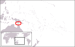 Localização das Ilhas do Estreito de Torres, entre a Península do Cabo York (Queensland, Austrália) e a Papua Nova Guiné