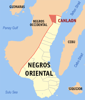 Mapa sa Negros Oriental nga nagpakita kon asa nahimutang ang Dakbayan sa Canlaon