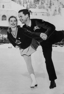 Gerschwiler (rechts) met Barbara Ann Scott (1948)