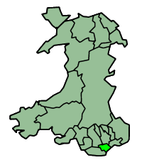 Location of the city of Cardiff (Light Green) within the Principality of Wales (Dark Green)