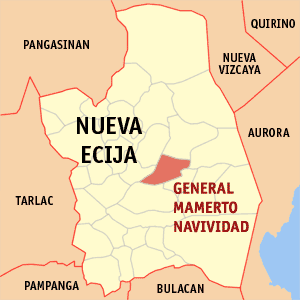 Mapa han Nueva Ecija nga nagpapakita kon hain an General Mamerto Natividad