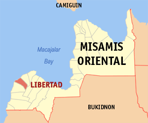 Mapa han Misamis Oriental nga nagpapakita kon hain nahamutangan an Libertad