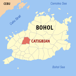 Mapa sa Bohol nga nagapakita kon asa nahimutangan ang Catigbian