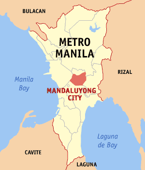 Mapa han Metro Manila nga nagpapakita kon hain nahimutang an Syudad han Mandaluyong