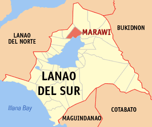 Mapa sa Lanao del Sur nga nagpakita sa nahimutangan sa Dakbayan sa Marawi