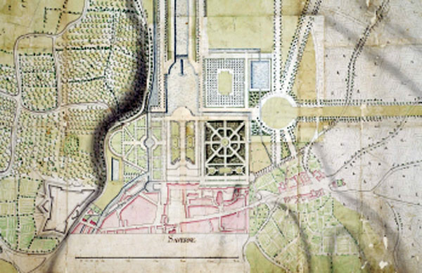 Plan of the gardens by Robert de Cotte around 1730