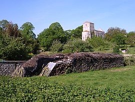 The church and surroundings in Lozay