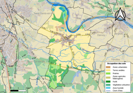 Carte des infrastructures et de l'occupation des sols de la commune en 2018 (CLC).